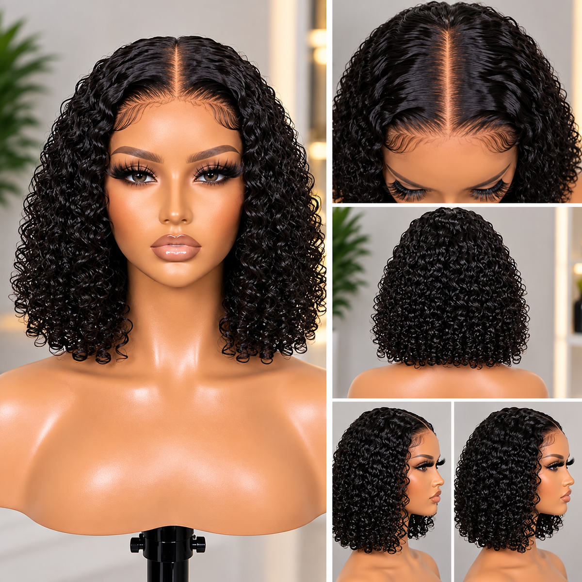 Iyobor Nola Noir Curly Bob Human Hair Wig